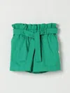 Dolce & Gabbana Girl's Logo-plaque Belted Shorts In Green