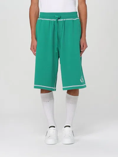 Dolce & Gabbana Dg Logo-embroidered Cotton Shorts In Grün