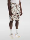 Dolce & Gabbana Beige Bermuda Short With Flower Print In Silk Twill In Bunt