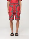 Dolce & Gabbana Printed Elastic Waistband Knee Length Shorts In Red