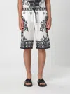 Dolce & Gabbana Monochrome Floral Elastic Waistband Knee Length Shorts In White
