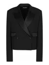 Dolce & Gabbana Double-breasted Gabardine Blazer - Women's - Silk/virgin Wool/polyester In Black