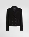 Dolce & Gabbana Short Double-breasted Wool Crepe Jacket In Black