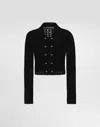 Dolce & Gabbana Short Double-breasted Wool Crochet Jacket In Black