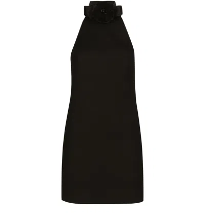 Dolce & Gabbana Short Dress With Neckline On Back In Black