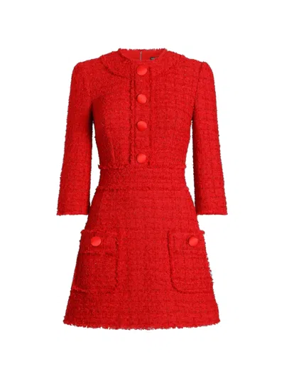 Dolce & Gabbana Short Dress In Rachel Tweed In Red