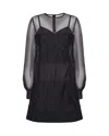 Dolce & Gabbana Short Dress In Silk Organza With Lace Inlays In Black