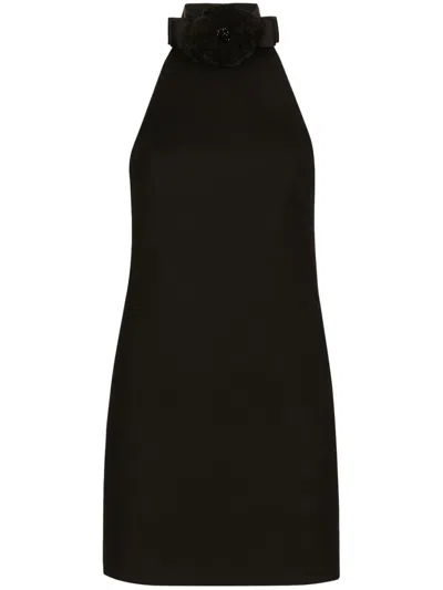 Dolce & Gabbana Short Dress With Neckline On Back In Black