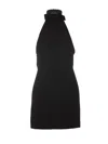Dolce & Gabbana Black Mini Dress With Floral Detail In Wool Woman In Nero