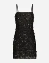Dolce & Gabbana Short Dress With Sequin Embellishment In Black