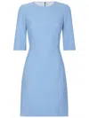 Dolce & Gabbana Light Blue Midi Fit And Flare Dress In Wool Woman In Blue