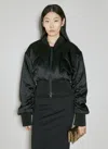 Dolce & Gabbana Draped Satin Cropped Bomber Jacket In Black