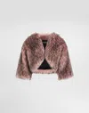 Dolce & Gabbana Faux Fur Cropped Jacket In Pink