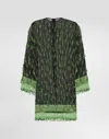 Dolce & Gabbana Short Flared Organza Dress With Embroidery In Green