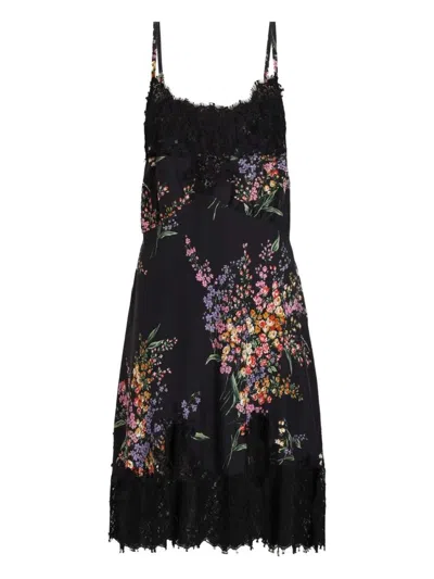 Dolce & Gabbana Short Floral Dress In Black