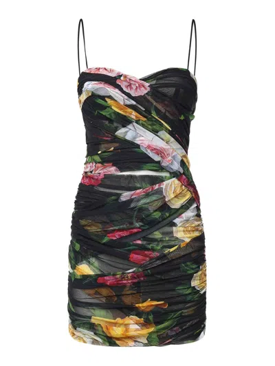 Dolce & Gabbana Short Floral Dress In Multicolour