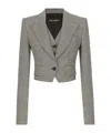 Dolce & Gabbana Check Pattern Cropped Jacket In Grey