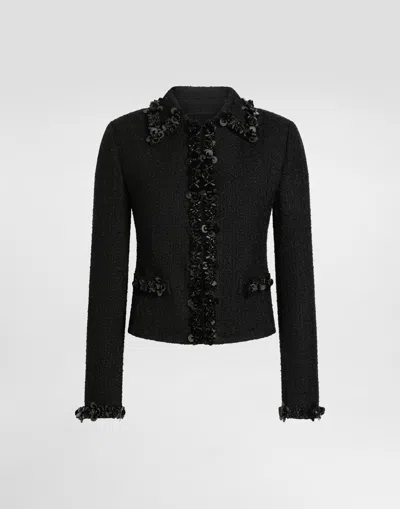 Dolce & Gabbana Short Jacket In Stretch Mat In Black