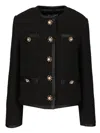 Dolce & Gabbana Jeweled Button Boucle Jacket In Black