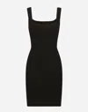 Dolce & Gabbana Jersey Milano Rib Sheath Dress In Black