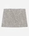 Dolce & Gabbana Short Jersey Skirt With Fusible Rhinestones In Multicolor