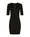 Dolce & Gabbana Black Mini Dress With Short Sleeves And Neckline Detail In Viscose Blend Woman In Black