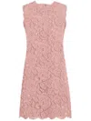 Dolce & Gabbana Floral Lace Overlay Dress With Scalloped Hem In Multicolor