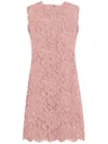 Dolce & Gabbana Floral Lace Overlay Dress With Scalloped Hem In Multicolor