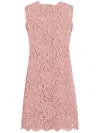 Dolce & Gabbana Floral Lace Overlay Dress With Scalloped Hem In Multicolor