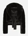 Dolce & Gabbana Belted Faux-fur Jacket In Black