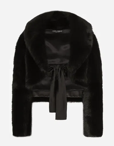 DOLCE & GABBANA SHORT LAMBSKIN JACKET WITH BELT