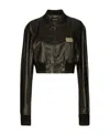 Dolce & Gabbana Short Leather Jacket With Long Sleeves In Black