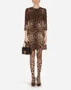 Dolce & Gabbana Short Leopard Print Dress In Double Crêpe In Animal Print