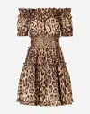 Dolce & Gabbana Leopard-print Short Dress In Multicolor
