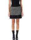 Dolce & Gabbana Short Micro-tweed Skirt With Lace Insert In Black