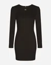 Dolce & Gabbana Short Milano Rib Dress With Dg Logo In Black