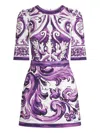 Dolce & Gabbana Short Printed Dress In Purple
