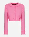 Dolce & Gabbana Round-neck Cropped Tweed Jacket In Pink