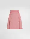 Dolce & Gabbana Short Skirt With Dg Logo Buttons In Pink