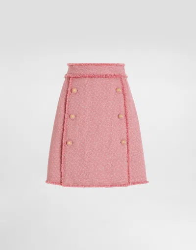 Dolce & Gabbana Short Skirt With Dg Logo Buttons In Pink