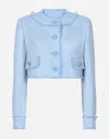 Dolce & Gabbana Cropped Wool Tweed Jacket In Purple