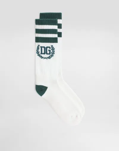 Dolce & Gabbana Short Ribbed Cotton Socks In White