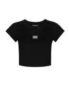 Dolce & Gabbana Logo Patch Cotton T-shirt In Black