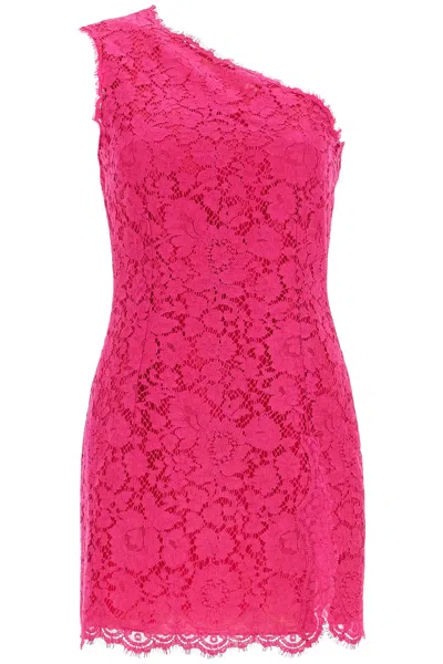 Dolce & Gabbana Mini Dress With Cordonet Lace Slit In Pink
