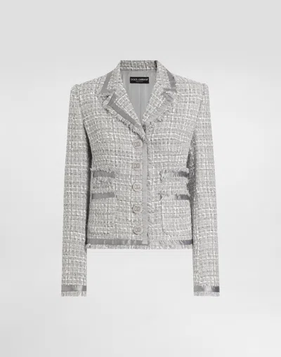 DOLCE & GABBANA SHORT SINGLE-BREASTED LAMÉ BOUCLÉ JACKET