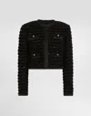 Dolce & Gabbana Short Single-breasted Tweed Jacket With Micro-sequin Embellishment In Black