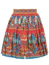 Dolce & Gabbana Gathered Printed Cotton-poplin Mini Skirt In Multi