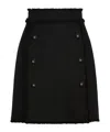 Dolce & Gabbana Short Raschel Tweed Skirt With Decorative Dg Logo Buttons In Black