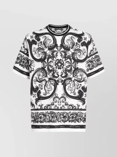 DOLCE & GABBANA SHORT SLEEVE BAROQUE PATTERN ROUND NECK T-SHIRT