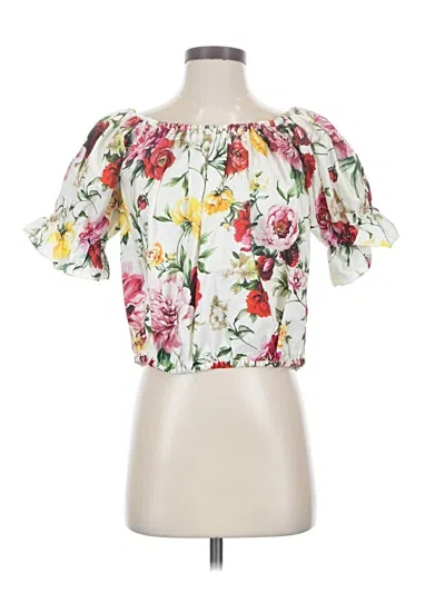 Pre-owned Dolce & Gabbana Short Sleeve Blouse In White